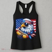 Funny Bald Eagle Hotdog American Flag 4th Of July Patriotic Women's Tank Top thumb 3