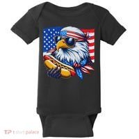 Funny Bald Eagle Hotdog American Flag 4th Of July Patriotic Baby Bodysuit thumb 0
