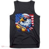 Funny Bald Eagle Hotdog American Flag 4th Of July Patriotic Tank Top thumb 0