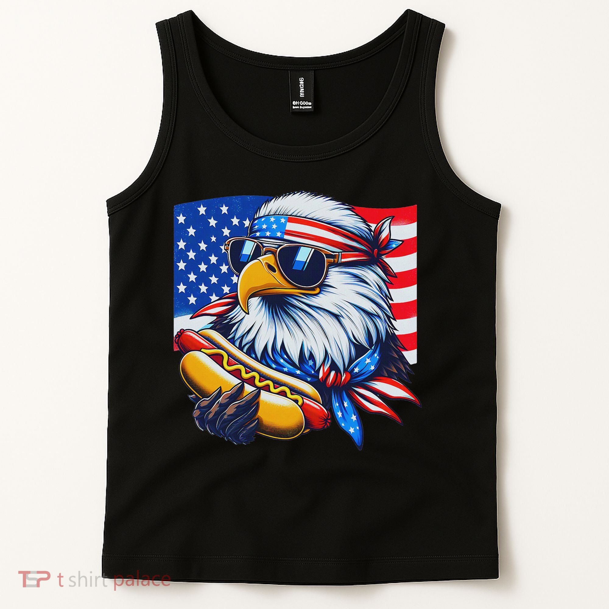 Funny Bald Eagle Hotdog American Flag 4th Of July Patriotic Tank Top