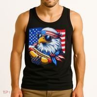 Funny Bald Eagle Hotdog American Flag 4th Of July Patriotic Tank Top thumb 3