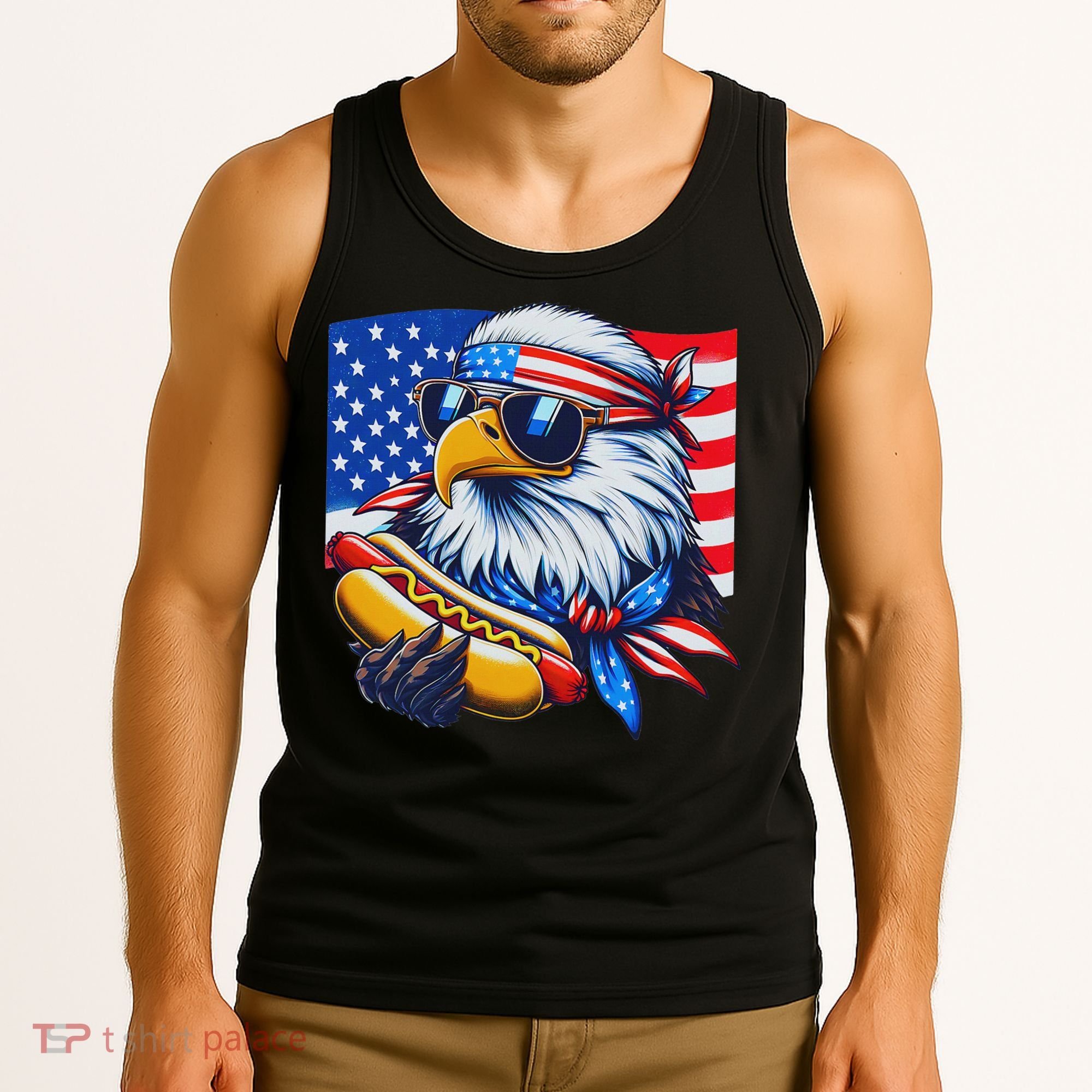 Funny Bald Eagle Hotdog American Flag 4th Of July Patriotic Tank Top