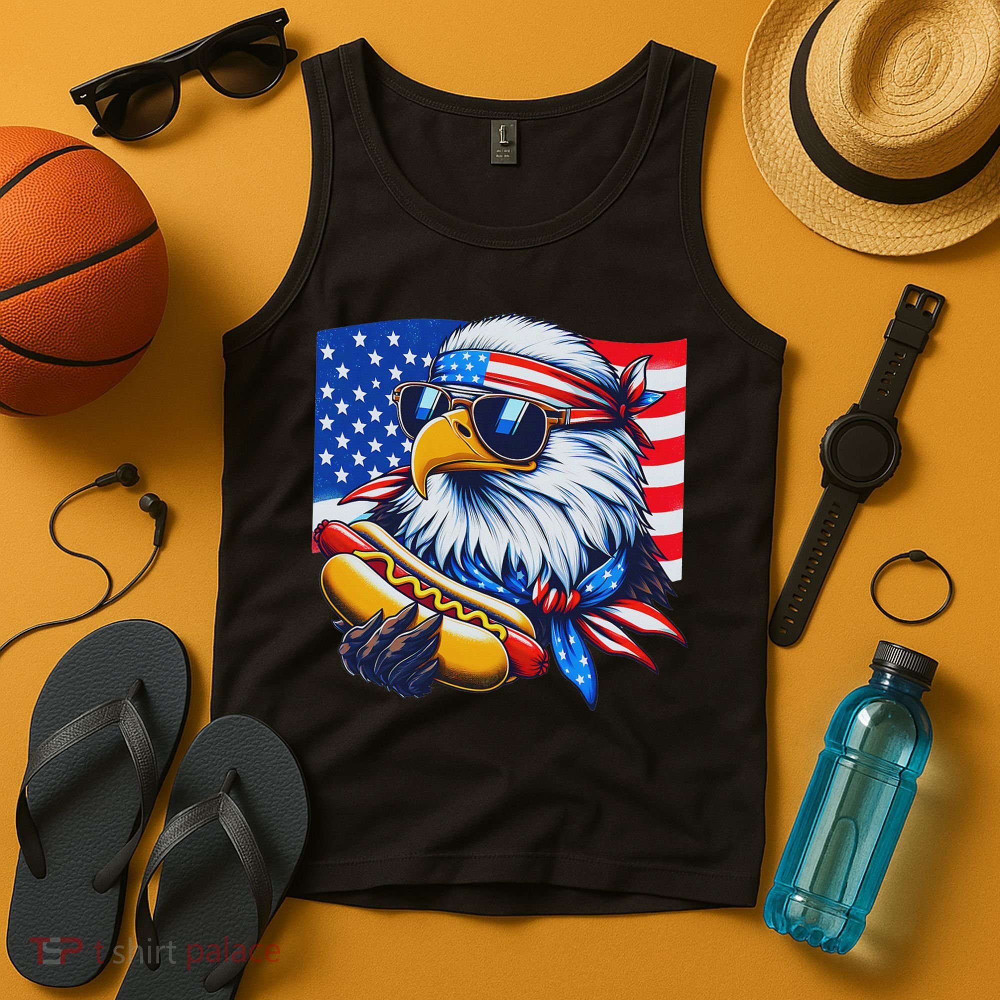 Funny Bald Eagle Hotdog American Flag 4th Of July Patriotic Tank Top