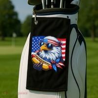 Funny Bald Eagle Hotdog American Flag 4th Of July Patriotic Golf Towel thumb 2