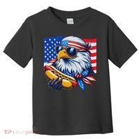 Funny Bald Eagle Hotdog American Flag 4th Of July Patriotic Toddler T-Shirt thumb 0