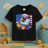 Funny Bald Eagle Hotdog American Flag 4th Of July Patriotic Toddler T-Shirt thumb 3