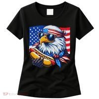 Funny Bald Eagle Hotdog American Flag 4th Of July Patriotic Women's T-Shirt thumb 0