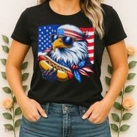 Funny Bald Eagle Hotdog American Flag 4th Of July Patriotic Women's T-Shirt thumb 2
