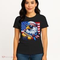 Funny Bald Eagle Hotdog American Flag 4th Of July Patriotic Women's T-Shirt thumb 4