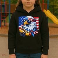 Funny Bald Eagle Hotdog American Flag 4th Of July Patriotic Kids Hoodie thumb 3