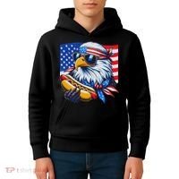 Funny Bald Eagle Hotdog American Flag 4th Of July Patriotic Kids Hoodie thumb 4