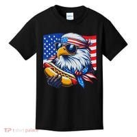 Funny Bald Eagle Hotdog American Flag 4th Of July Patriotic Kids T-Shirt thumb 0