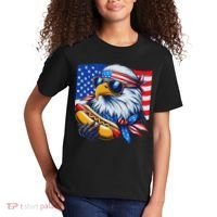 Funny Bald Eagle Hotdog American Flag 4th Of July Patriotic Kids T-Shirt thumb 2