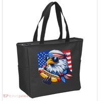 Funny Bald Eagle Hotdog American Flag 4th Of July Patriotic Tote Bag thumb 2