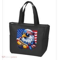 Funny Bald Eagle Hotdog American Flag 4th Of July Patriotic Tote Bag thumb 3
