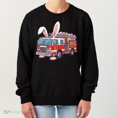 Firetruck Bunny Easter Easter Day Firefighter Women's Sweatshirt