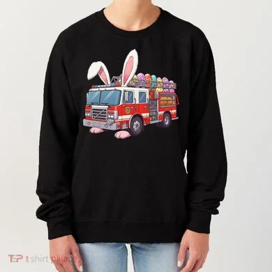 Firetruck Bunny Easter Easter Day Firefighter Women's Sweatshirt