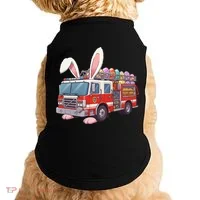 Firetruck Bunny Easter Easter Day Firefighter Doggie Tank thumb 0