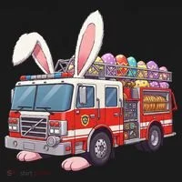 Firetruck Bunny Easter Easter Day Firefighter Doggie Tank thumb 4