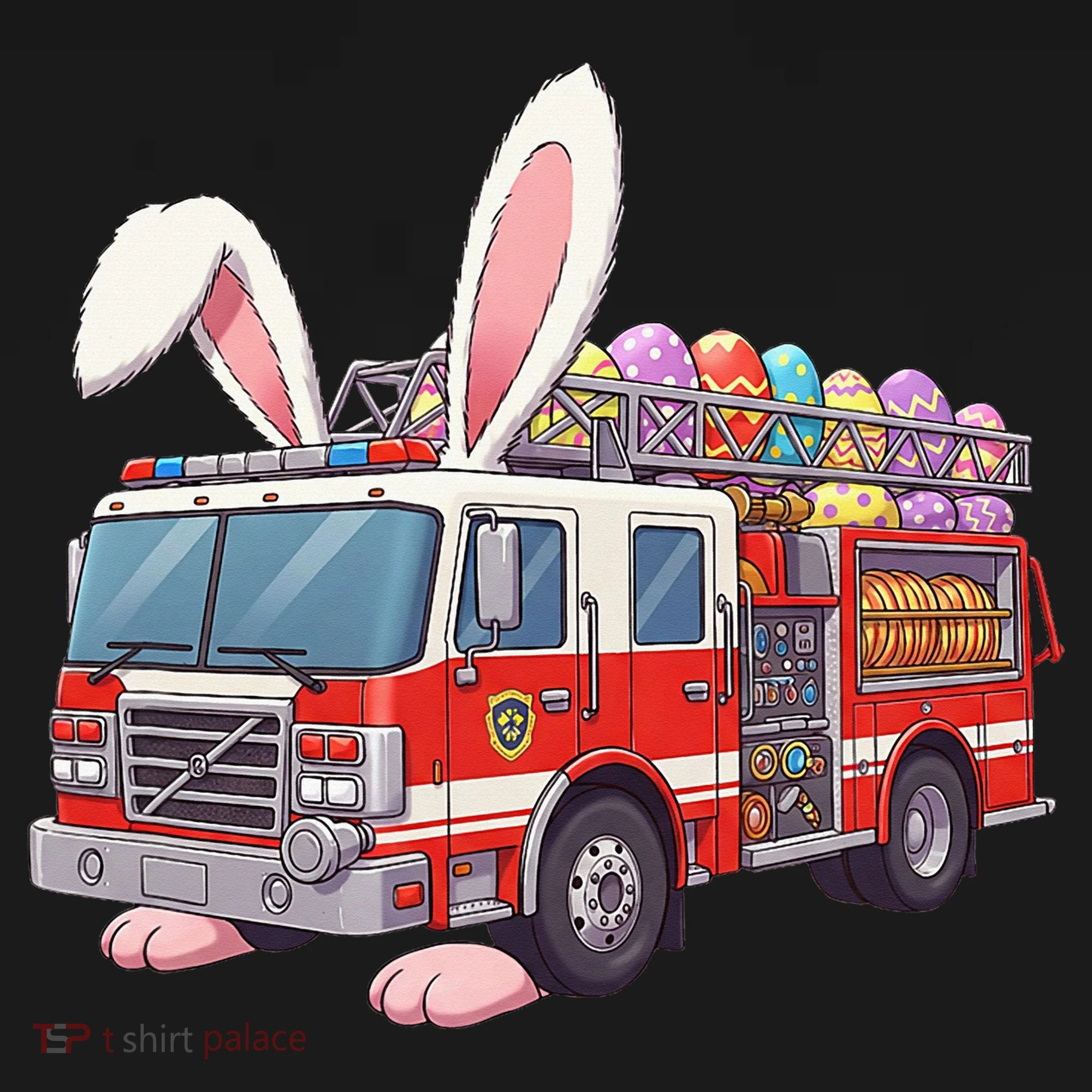 Firetruck Bunny Easter Easter Day Firefighter Doggie Tank