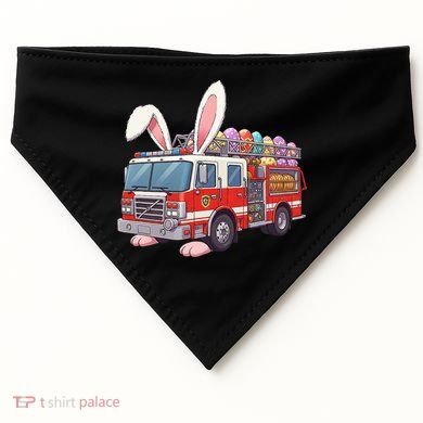 Firetruck Bunny Easter Easter Day Firefighter USA-Made Doggie Bandana