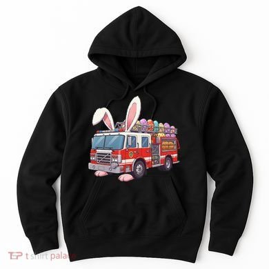 Firetruck Bunny Easter Easter Day Firefighter Hoodie
