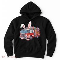 Firetruck Bunny Easter Easter Day Firefighter Hoodie thumb 0