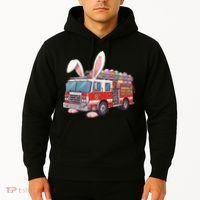 Firetruck Bunny Easter Easter Day Firefighter Hoodie thumb 2