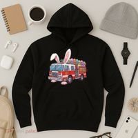 Firetruck Bunny Easter Easter Day Firefighter Hoodie thumb 3