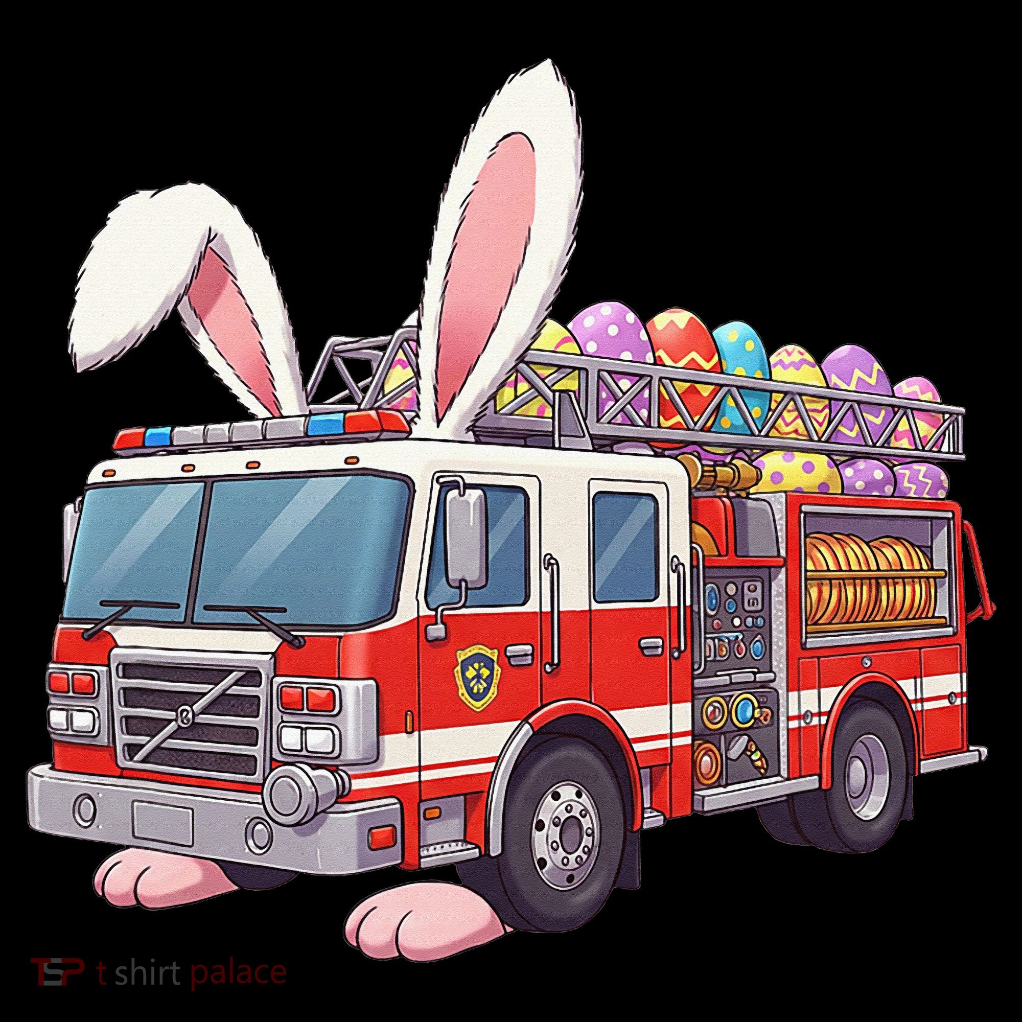 Firetruck Bunny Easter Easter Day Firefighter Hoodie