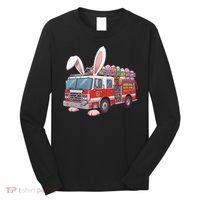 Firetruck Bunny Easter Easter Day Firefighter Long Sleeve Shirt thumb 0