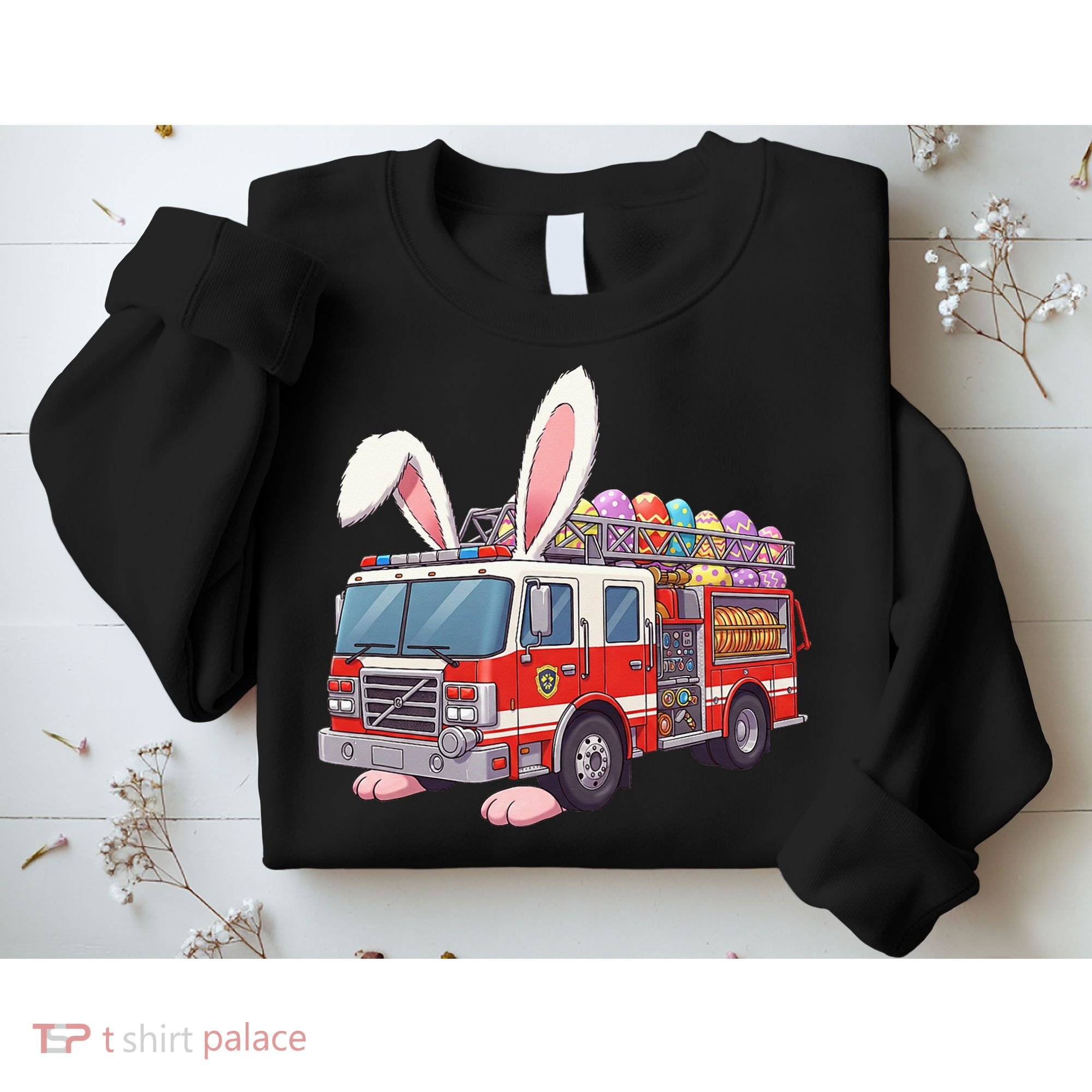 Firetruck Bunny Easter Easter Day Firefighter Sweatshirt
