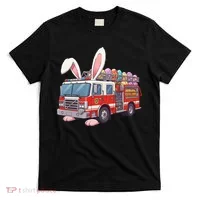 Firetruck Bunny Easter Easter Day Firefighter T-Shirt thumb 0