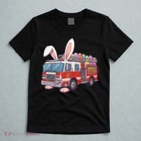 Firetruck Bunny Easter Easter Day Firefighter T-Shirt thumb 5