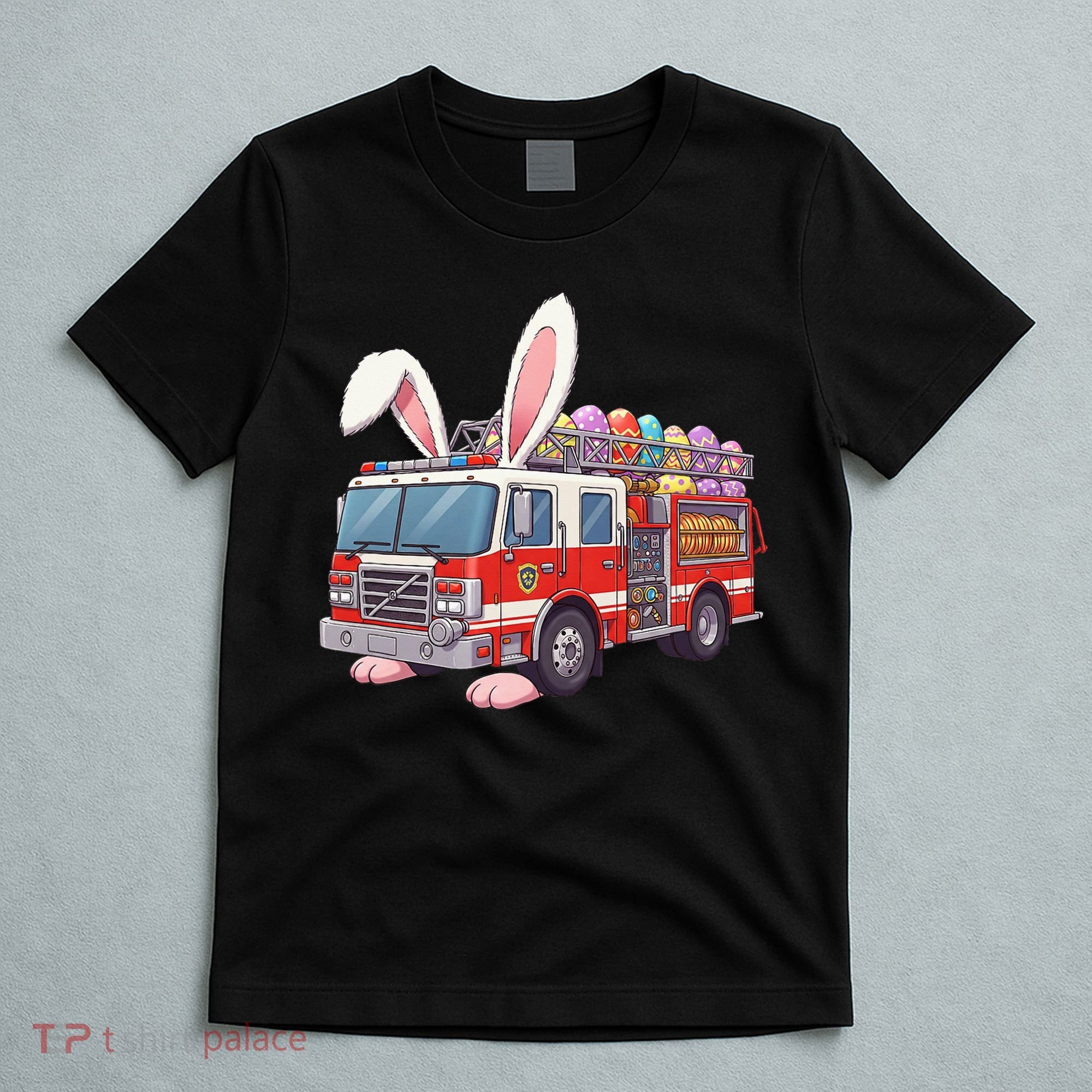 Firetruck Bunny Easter Easter Day Firefighter T-Shirt