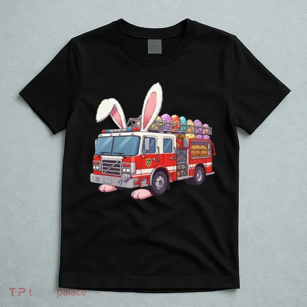 Firetruck Bunny Easter Easter Day Firefighter T-Shirt