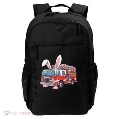 Firetruck Bunny Easter Easter Day Firefighter Backpack
