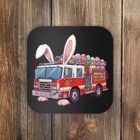 Firetruck Bunny Easter Easter Day Firefighter Coaster thumb 0