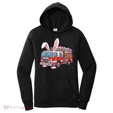 Firetruck Bunny Easter Easter Day Firefighter Women's Hoodie