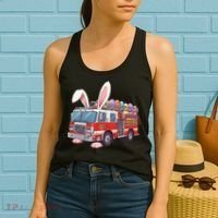 Firetruck Bunny Easter Easter Day Firefighter Women's Tank Top thumb 2