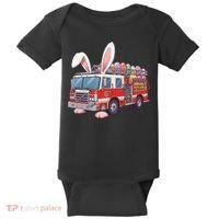 Firetruck Bunny Easter Easter Day Firefighter Baby Bodysuit thumb 0