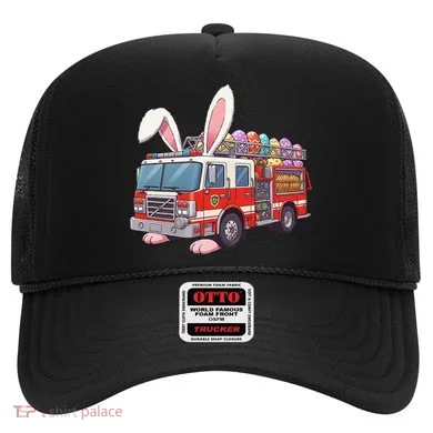 Firetruck Bunny Easter Easter Day Firefighter Hat