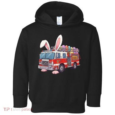 Firetruck Bunny Easter Easter Day Firefighter Toddler Hoodie