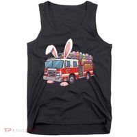 Firetruck Bunny Easter Easter Day Firefighter Tank Top thumb 0