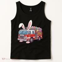 Firetruck Bunny Easter Easter Day Firefighter Tank Top thumb 2