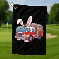 Firetruck Bunny Easter Easter Day Firefighter Golf Towel thumb 1