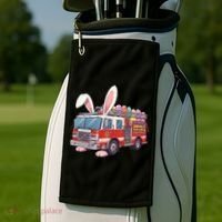 Firetruck Bunny Easter Easter Day Firefighter Golf Towel thumb 2