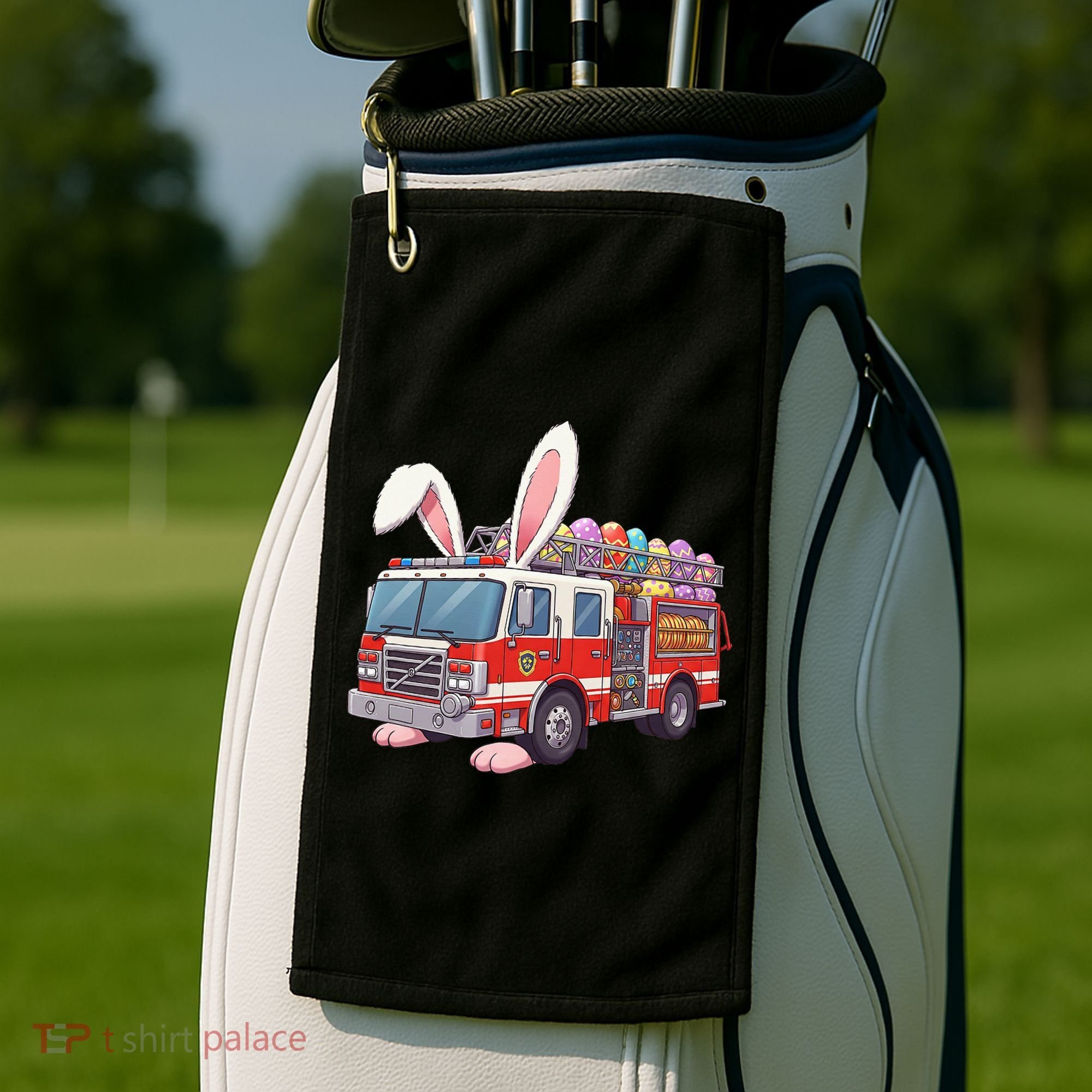 Firetruck Bunny Easter Easter Day Firefighter Golf Towel