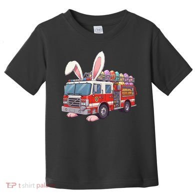Firetruck Bunny Easter Easter Day Firefighter Toddler T-Shirt