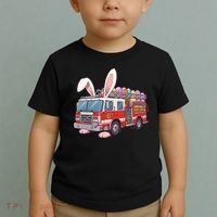 Firetruck Bunny Easter Easter Day Firefighter Toddler T-Shirt thumb 2